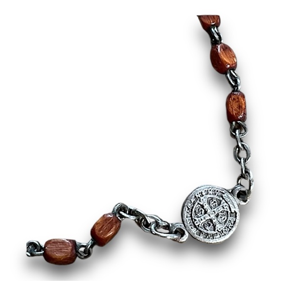 💀 🎃Silver-tone and brown bead necklace 17” - Picture 10 of 16